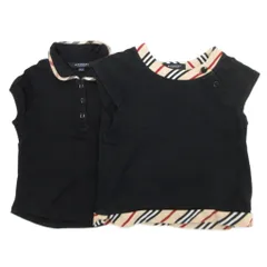 バーバリー ロンドン BURBERRY LONDON Tシャツ カットソー まとめ 2点セット 半袖 ノバチェック ホース刺繍 100A 110A 黒 ブラック ベージュ /GV ■GY14