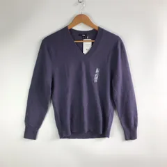 タグ付き UNIQLO カシミヤVネックセーター レディース M パープル 3251202603180023