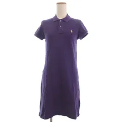 ポロ ラルフローレン POLO RALPH LAUREN ポロワンピース ミニ 半袖 鹿の子 ワンポイント 刺繍 S 紫 パープル ■GY14