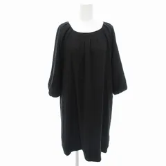 グリーンレーベルリラクシング ユナイテッドアローズ green label relaxing パウドレプリーツワンピース ひざ丈 七分袖 黒 ブラック /FF ■GY14