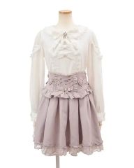 LIZ LISA(リズリサ) ティアラ(T-ARA) リボン リブ CUT ブラウス 白 量産型