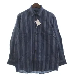 タクミ TAKUMI タグ付き シャツ 長袖 ストライプ 紺 ネイビー M ■FF