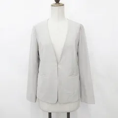 ナチュラルビューティーベーシック NATURAL BEAUTY BASIC ジャケット ノーカラージャケット 長袖 総裏 ホック 無地 ベージュ グレージュ S