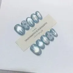 ネイルチップ　ブルーネイル　フラワー　立体アート　マグネットネイル　10枚セット　水色　春夏　可愛い　キュート　キラキラ　入学式　桜　お花見　プレゼント