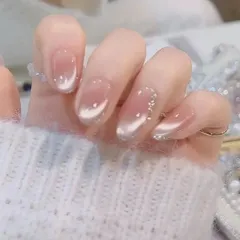 ネイルチップ　ピンク系　微粒子マグネット　ちゅるん　チークネイル　ラインストーン　控え目ネイル　上品　１０枚セット　春夏ネイル　春夏　卒業式　入学式春休み　旅行