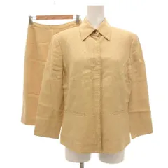 ニューヨーカー NEWYORKER セットアップ シャツジャケット タイトスカート ステッチ 長袖 ひざ丈 リネン混 シルク混 11AR 64-91 ベージュ /NU ■ECSS0