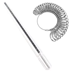 指輪 計測 婚約 アルミ製 日本標準規格 リングサイズゲージ棒 2点セット 1号-28号まで対応 リングゲージ棒 指輪測定 リンゲージ 溝付き Conkoo