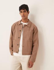 エイソス メンズ アウター ジャケット・ブルゾン ジャケット ASOS DESIGN dressy harrington jacket seersucker part of a set BROWN ブラウン