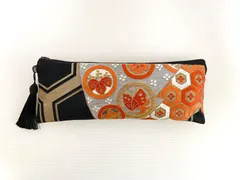 横長ポーチ帯リメイクポーチ着物リメイクポーチ化粧ポーチ細長ポーチバッグインバッグ送料込みハンドメイドNO.6250