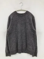 UNIQLO ユニクロ ニット/セーター L グレー ウール・ニット 無地 ミドル丈 長袖 クルーネック(丸首)