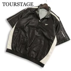 TOURSTAGE ツアーステージ ゴルフ 通年★ 中綿 ロゴ刺繍 半袖 ハーフジップ ブルゾン ジャケット Sz.L メンズ 黒のサムネイル