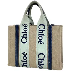 クロエ Chloe ウッディ スモール トートバッグ キャンバス ベージュ レディース 【中古】