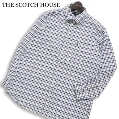 THE SCOTCH HOUSE スコッチハウス 通年 ロゴ刺繍★ 長袖 チェック ボタンダウン シャツ Sz.LL メンズ 大きいサイズ
