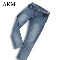 AKM エイケイエム 通年 USED加工★ ストレッチ 切替 スキニー デニム パンツ ジーンズ Sz.S メンズのサムネイル