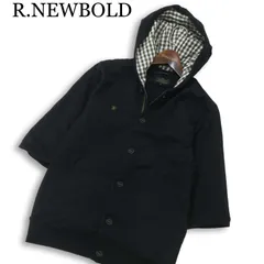 R.NEWBOLD ポールスミス 春夏 ロゴ刺繍★ 7分袖 フード裏チェック フーディー パーカー Sz.M メンズ 黒のサムネイル