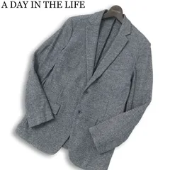 【美品】A DAY IN THE LIFE ユナイテッドアローズ 通年★ ニット アンコン テーラード ジャケット Sz.L メンズ グレー