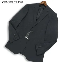 【新品 未使用】 COMME CA ISM コムサイズム 春夏 背抜き★ストライプ テーラード ジャケット Sz.L メンズ 灰 グレー