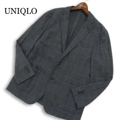 UNIQLO ユニクロ 春夏★ ウィンドウペン チェック テーラード ジャケット Sz.XL メンズ 灰 グレー 大きいサイズ