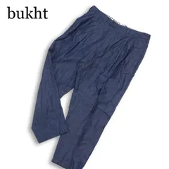 bukht ブフト 春夏★ ワイド テーパード タック アンクル デニム スラックス パンツ ジーンズ Sz.L メンズ 日本製のサムネイル