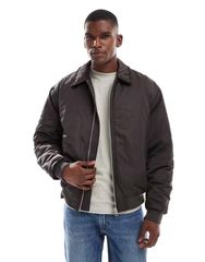 エイソス メンズ アウター ジャケット・ブルゾン 刺繍 ジャケット ASOS DESIGN bomber jacket with embroidered trim BRONZE ブラウン