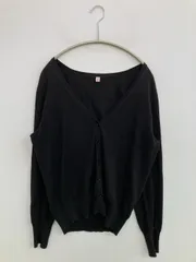 UNIQLO ユニクロ カーディガン/ボレロ L ブラック コットン ウール・ニット 無地 ショート丈 長袖