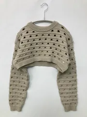 ZARA ザラ ニット/セーター 13-14 ベージュ ニット 無地 ショート丈 長袖 クルーネック(丸首)
