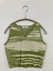 LAGUA GEM ラグアジェム ベスト FREE ライトグリーン ボーダー柄