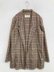 Stradivarius ストラディバリウス テーラードジャケット USA S ブラウン チェック柄 ミドル丈 フードなし シングル