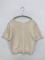 FUN ファン ニット/セーター F アイボリー ナイロン ニット 無地 ショート丈 半袖 Vネック