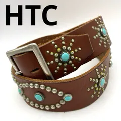 HTC ターコイズ＆スタッズベルト 36インチ ブラウン 本革レザー Belt エイチティーシー Hollywood Trading Companyのサムネイル