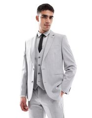 エイソス メンズ アウター ジャケット・ブルゾン ジャケット ASOS DESIGN slim suit jacket Mid gray グレー