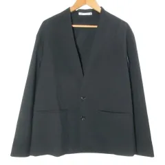 ザラ ZARA ノーカラー テーラードジャケット シングル 2B 総裏地 S/175/92A 黒 ブラック /X