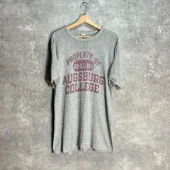 80's Champion チャンピオン 88/12 プリントTee BORO 襤褸 4段 染み込み プリント カプセル 杢グレー トリコタグ MEDIUM USA 製 希少 ヴィンテージ VINTAGE 霜降り AUGSBURG COLLEGE カレッジ