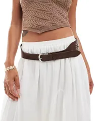 マイアクセサリーズ レディース アクセサリー ベルト My Accessories wide belt with studs and BROWN ブラウン