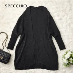 SPECCHIO プリーツカーディガン ブラック フリーサイズ 伸縮 ゆったり シンプル 羽織り レディース