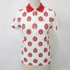 キャロウェイ CALLAWAY ゴルフ シャツ ポロシャツ 半袖 総柄 プリント トマト柄 刺繍 白 赤 ホワイト レッド S