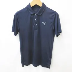 プーマ PUMA ゴルフ ポロシャツ シャツ 半袖 速乾 ロゴ ネイビー 紺 M