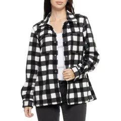 ランズエンド レディース アウター ジャケット・ブルゾン シャツ フリース Lands End Polar Fleece Shirt Jacket WhiteBlack ホワイト