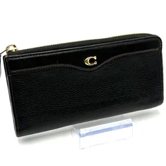 コーチ COACH 長財布 L字ファスナー お札入れ 男女兼用 ブラック ゴールド金具 レザー