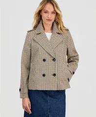 ロンドンフォグ レディース アウター ジャケット・ブルゾン コート London Fog Womenshort DoubleBreasted Trench Coat CHECK チェックのサムネイル
