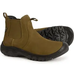 キーン レディース シューズ ブーツ・レインブーツ チェルシー レザー Keen Greta Chelsea II Winter Boots Waterproof Insulated Leather For Women Dark OliveBlack ブラック