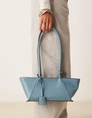 エイソス レディース バッグ ASOS DESIGN elongated tote bag with seam detail in dusty blue ブルーのサムネイル