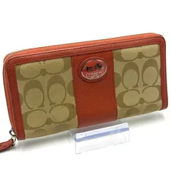コーチ COACH シグネチャー 長財布 ラウンドファスナー お札入れ シルバー金具 ピンク ブラウン レザー