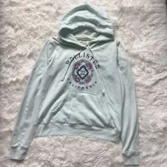 【美品】 HOLLISTER パーカー M ロゴ刺しゅう スウェット ブルー