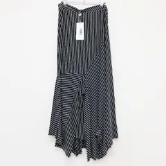 【新品同様】MM6 Maison Margiela　 エムエムシックス メゾンマルジェラ　ラップスカート　変形　ストライプ柄　　レーヨン　ポリウレタン　ブラック×ホワイト　イタリア製　レディース　M　a00275のサムネイル