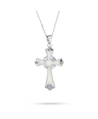 ブリング レディース アクセサリー ネックレス・チョーカー・ペンダントトップ レース Bling Jewelry Silver Opal CZ Cross Pendant Necklace 18in Chain Opal シルバー
