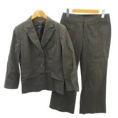 バーバリー ロンドン BURBERRY LONDON スーツ セットアップ ジャケット パンツ 背抜き 3B ストライプ ピークドラペル 38 茶 ブラウン 0219 ■IBO90