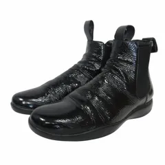 プラダ PRADA 3T1381 サイドゴア パテントレザー ショートブーツ チェルシーブーツ 黒 ブラック 36 23cm相当 IBO76