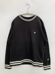 Champion チャンピオン スウェット M ブラック コットン スウェット 無地 ワンポイント ブランドロゴ ライン柄 長袖