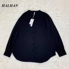 タグ付き未使用品 HALHAM 長袖カットソー ロンT レーヨン M ブラックのサムネイル